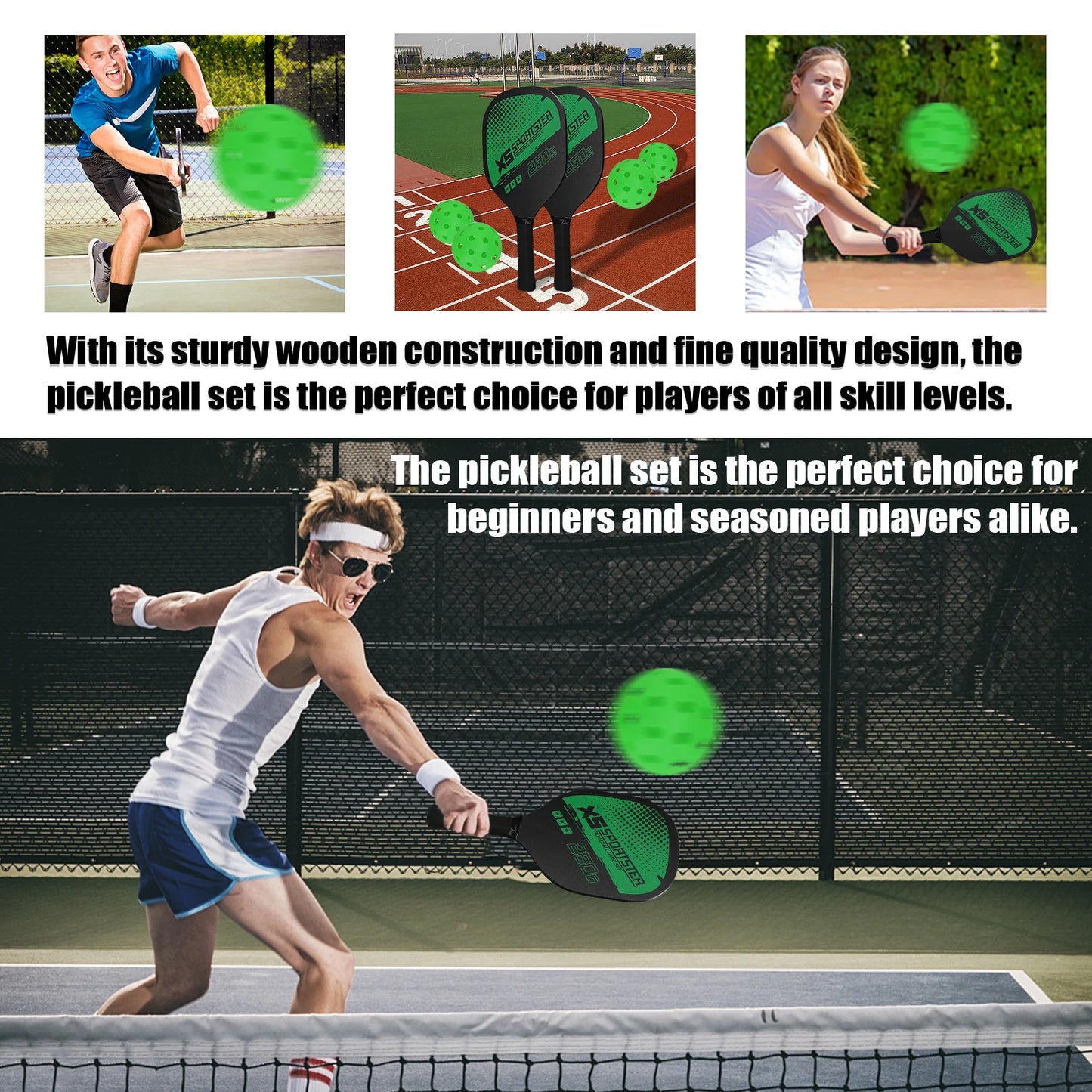 XS Sportster 250G Pickleball Set – Green Edition