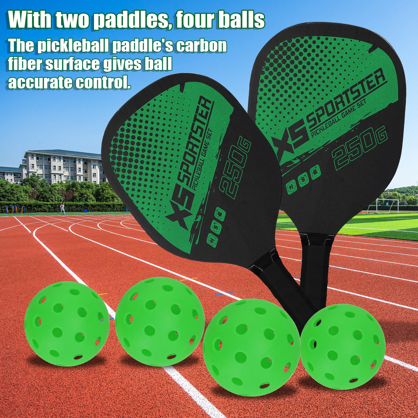 XS Sportster 250G Pickleball Set – Green Edition